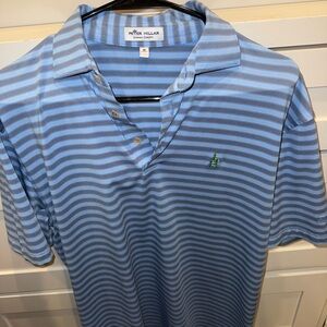 Peter Millar Men's Polo in Blue and Gray Stripes